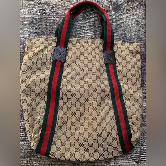 Gucci GG Beige Web Handle Tote. - Picture 2 of 15